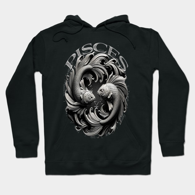 Fluid Pisces Zodiac Sign & Water Dance Hoodie by Deadpan Couture